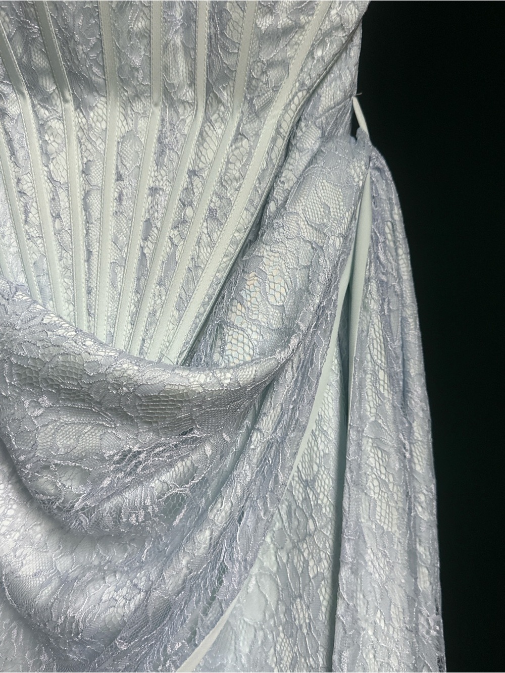Azazie Pale Blue Lace Draped Mini Dress - Picture 2 of 5